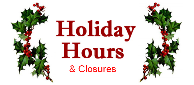 2016/17 Holiday Closures for 101 Surf Sports