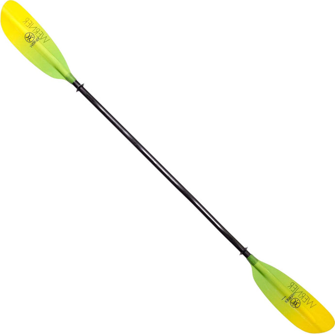 Werner Camano 230 Fiberglass 2 piece kayak paddle Gradient Citrus