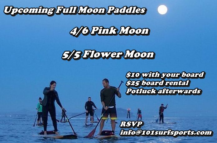 Kayak under a full moon with 101 Surf Sports