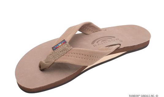 Rainbow Single Layer Leather Ladies Sandals - Wide Strap