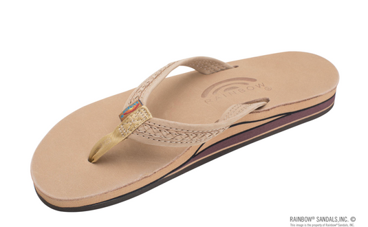 Rainbow Willow Double Layer Leather Ladies Sandals - Braided