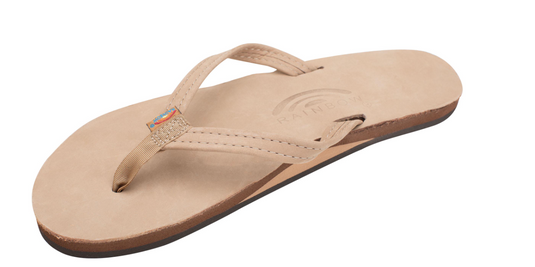 Rainbow Single Layer Leather Ladies Sandals - Narrow Strap