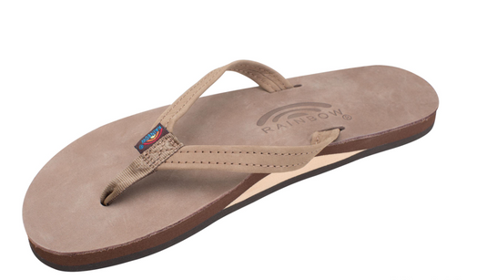 Rainbow Single Layer Leather Ladies Sandals - Narrow Strap