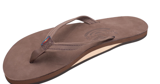 Rainbow Single Layer Leather Ladies Sandals - Narrow Strap