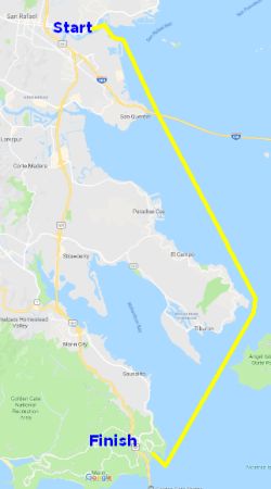 The map of our San Francisco Bay Paddleboard Journey