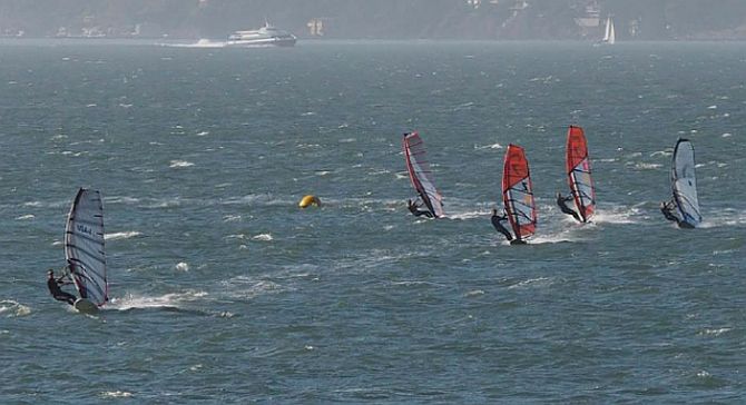 Slalom Windsurfing On San Francisco Bay