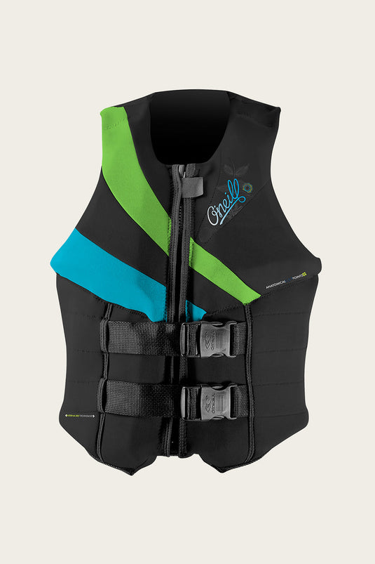 O'Neill Women's Siren USCG Life Vest blk/dayglo/turq