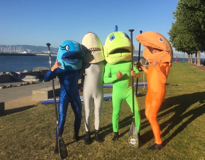 SF Giants SUP Racing in McCovey Cove - Fish Costumes