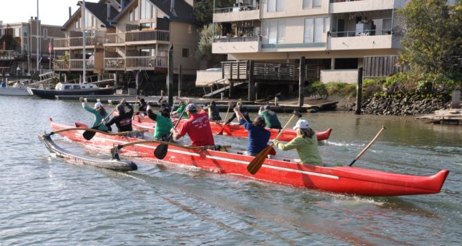 Outrigger Canoes on the San Rafael Canal He'e Nalu style