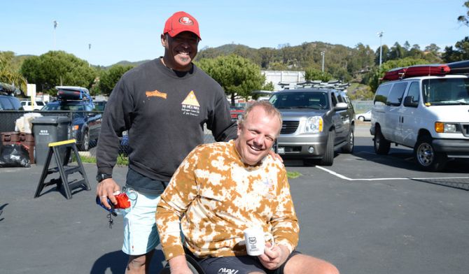 Les Scanlan and Barry Mckeown Outrigger Canoe paddling