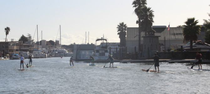 Stand Up paddleboard racing on san francisco bay