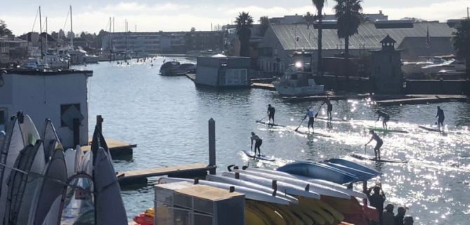 Stand Up paddleboard racing on san francisco bay