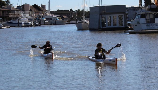 Epic Surfski's locked in battle at the finish line