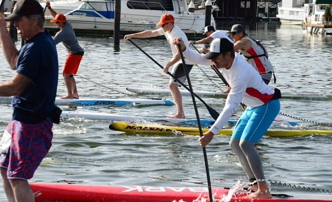 Paddleboard racing on San Francisco Bay