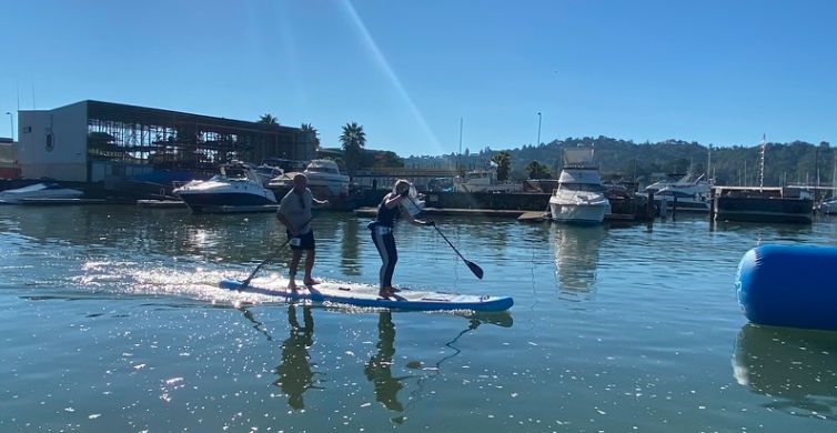 Tandem paddleboarding san Francisco style