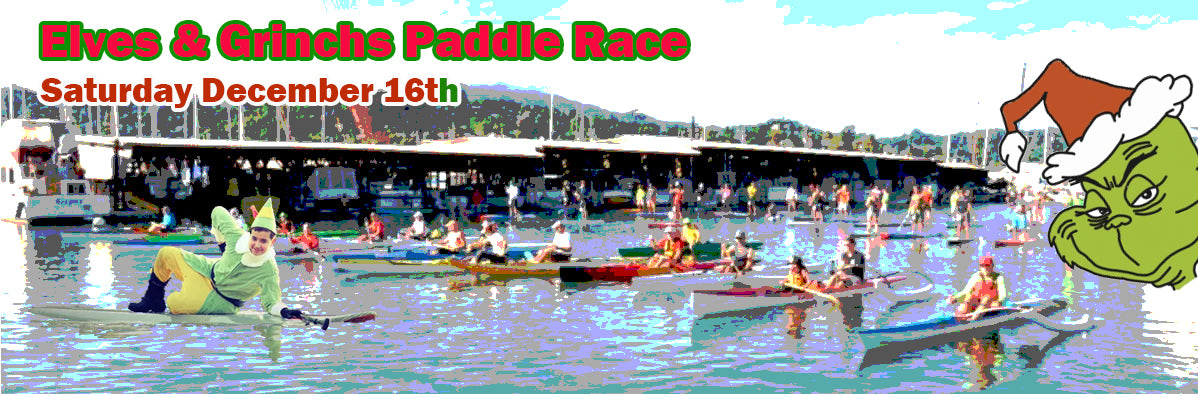 Christmas SUP, Surfski, and Outrigger Paddle race on San Francisco Bay