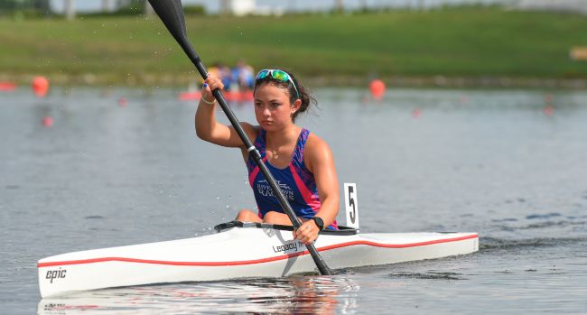 Zoe Rice in a k1 at National Championships