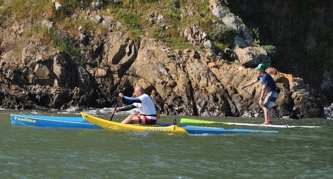 Les Scanlan Outrigger Canoe and David Meyler Stand Up paddling