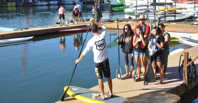 Dominican University clean up by paddleboard