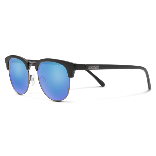 Suncloud Step Out Matte Black Polarized Blue Sunglasses