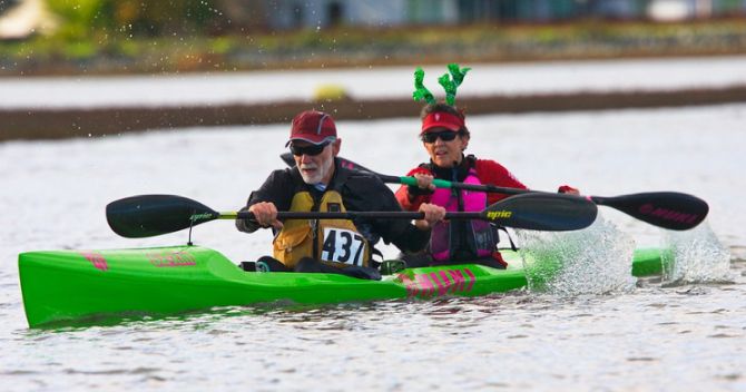 Wavechaser surfski racing on San Francisco Bay